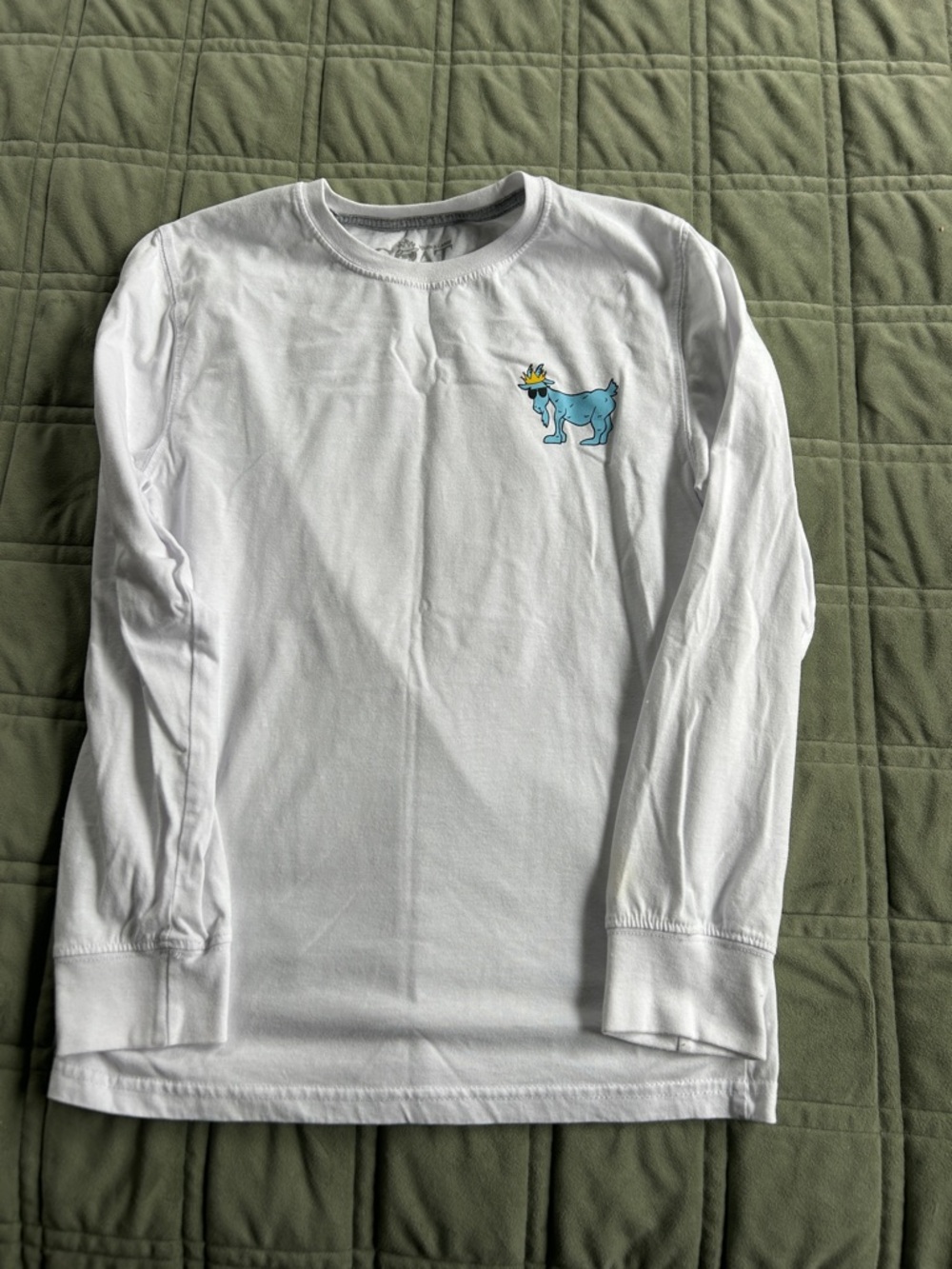White Kids Long-Sleeve Shirt with Blue Goat Graphic
GOAT USA